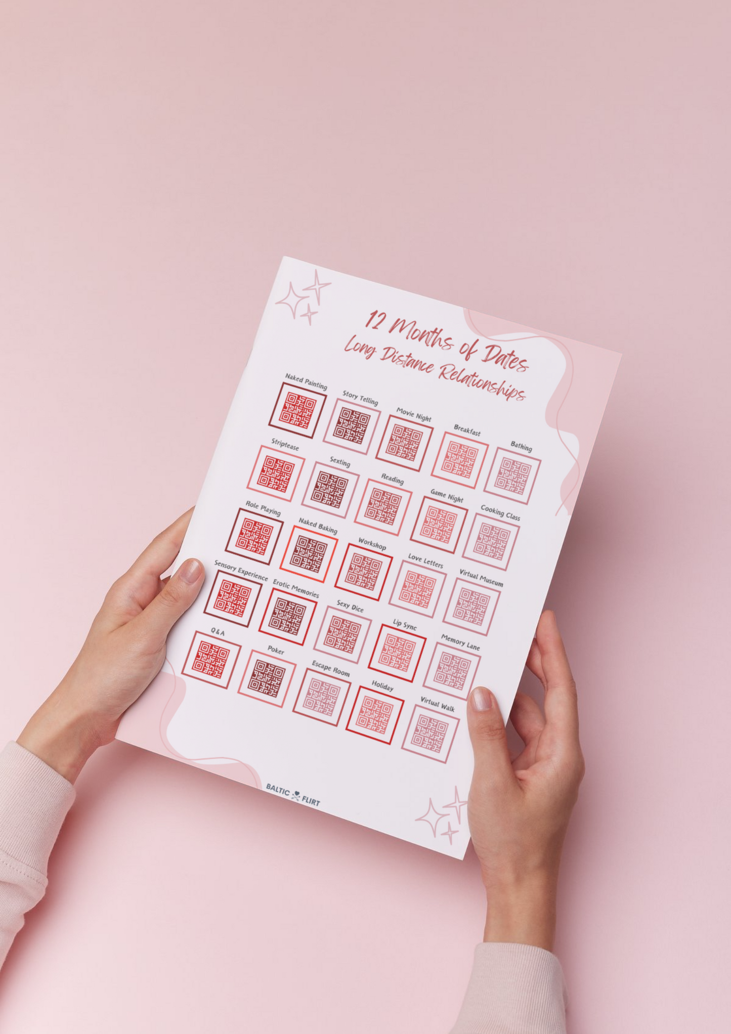 "12 Months of Dates - Long Distance Relationships" Printable Download Couples' Date Night Ideas