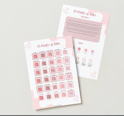 "12 Months of Dates" Printable Download Couples' Date Night Ideas