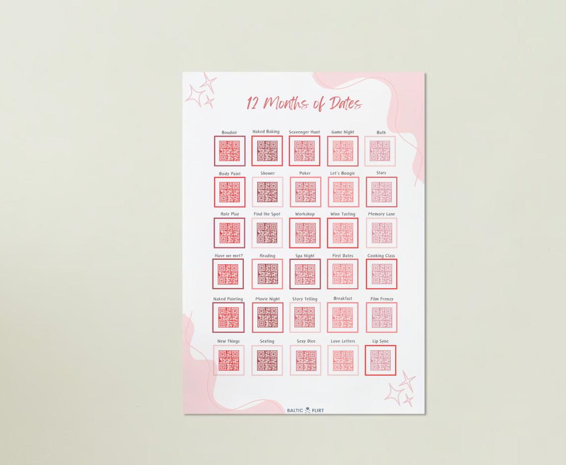 "12 Months of Dates" Printable Download Couples' Date Night Ideas